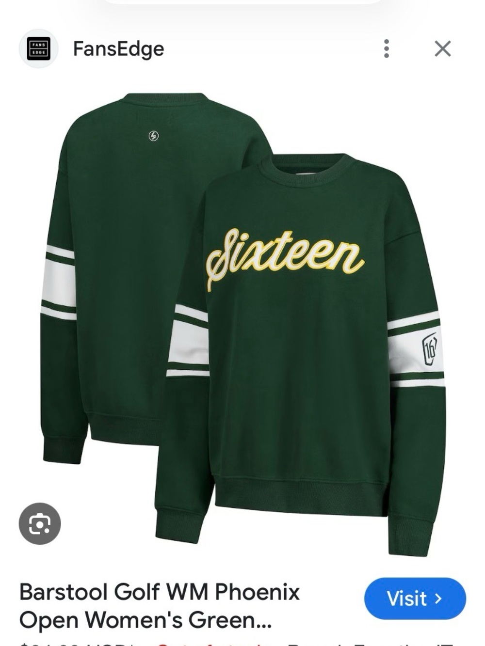 Barstool Golf 'Sixteen' Green Crewneck Sweatshirt